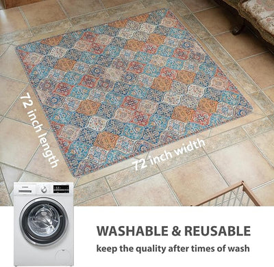 nunubaby Washable Pee Pads for Dogs, Stylish, Non-Slip and Leak-Proof Pee Pads. Reusable Potty Pads for Dogs for Crates and Floors.(Cream/Multi, 72" x72" )