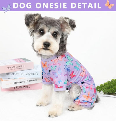 Dog Pajamas Spring Summer Dog Clothes for Small Medium Dogs Girl Boy Cute Soft Puppy Pjs Clothes Doggie Onesies Cat Pet Outfit(Butterfly,L)