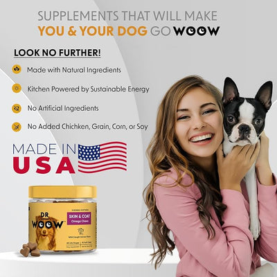 Omega 3 Supplements for Dogs Soft Chews (90 CT) – Skin & Coat Support + Itchy Skin Comfort – Wild Alaskan Salmon Oil + Biotin – Made in USA