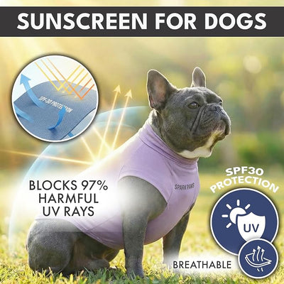 Spark Paws Sunblock Dog T-Shirt, SPF30 Protection, Lightweight Breathable Quick Dry for Dogs with Sensitive Skin - Purple & Peach (Set of 2) - 5XL