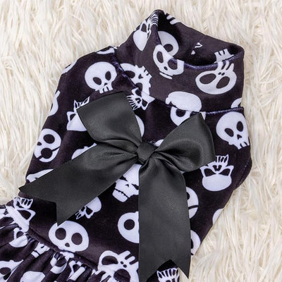CuteBone Turtleneck Dog Velvet Dress Halloween Puppy Skirt Costume Pet Clothes Cat Apparel with Bow Hair Rope for Small Dogs CVD11L