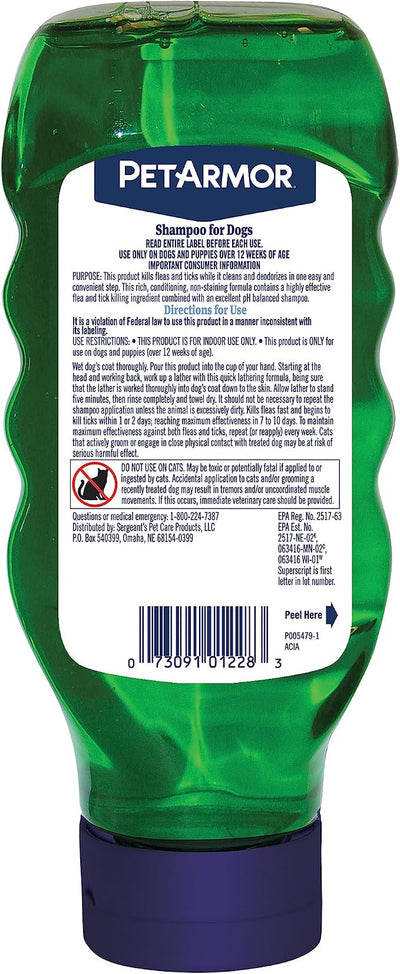 PetArmor Flea and Tick Shampoo for Dogs Original, 18 oz