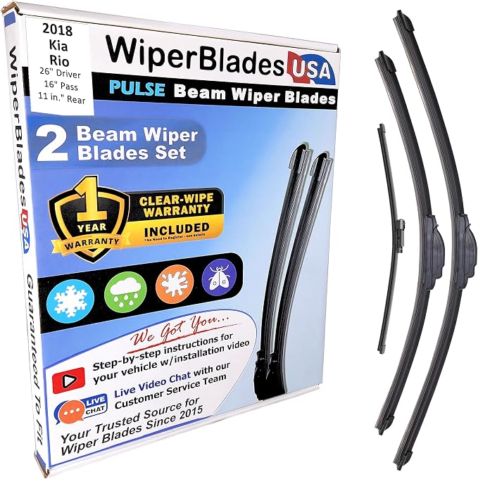 Wiper Blades for 2018 Kia Rio Wipers w/1yr Warranty (Set of 3) w/Rear Wiper