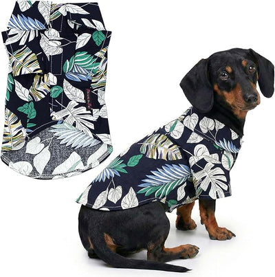 Parisian Pet Palm Leaves Dog Shirt - Cotton Clothes for Large Dogs - Stylish Tropical Dog Outfit - Lightweight and Soft Puppy Clothes - Trendy Tshirts for Dogs - Comfortable Summer Camp Pet Apparel