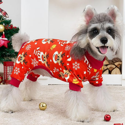 XPUDAC 4 Pack Christmas Dog Pajamas Comfy Dog Clothes for Small Medium Dogs Girl Boy Holiday Pet Outfit Puppy Onesie Cat Pjs Jammies，2XL