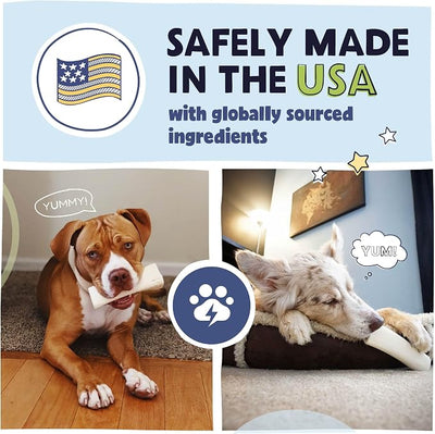 Pawstruck Large 5-6" Filled Dog Bones, Peanut Butter Flavor - Made in USA, Long Lasting Stuffed Femur for Aggressive Chewers, Dental Treat - Pack of 6, Packaging May Vary