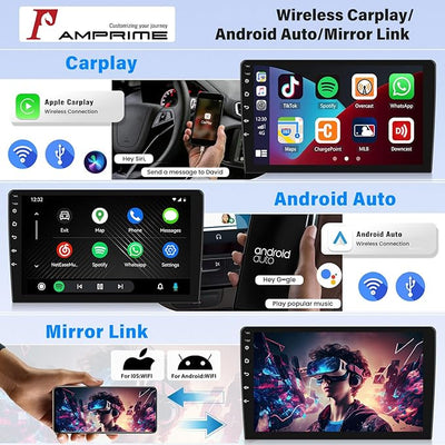 [4+64G] 8-Core Qualcomm Android 15 Car Radio Stereo for Jeep Compass 2017-2020 with Wireless Carplay&Android Auto,10.1 Inch Car Radio with Mirror Link Bluetooth 5.1 FM/RDS DSP WiFi GPS SWC