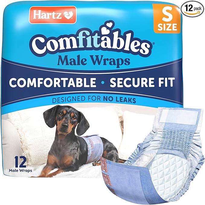 Hartz Comfitables Disposable Male Dog Wraps with Stretchy Waistband, Small 12 Count