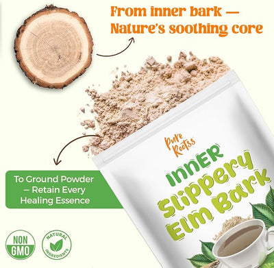 Slippery Elm Bark Powder 1lb for Intimate Moisture, Soothing Throat & Coughing, Digestive & Gut Health, Superior Inner Bark Source, Non-GMO, Pet Friendly Natural Herb
