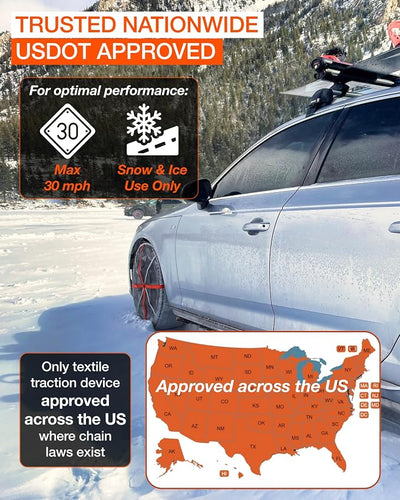 AutoSock Passenger Vehicle Snow Socks for Tires, HP870 - Car Sock Tire Traction Device for Snow, Ultimate Chain Alternative for Cars, SUVs & Pickup Trucks, Pack of 2