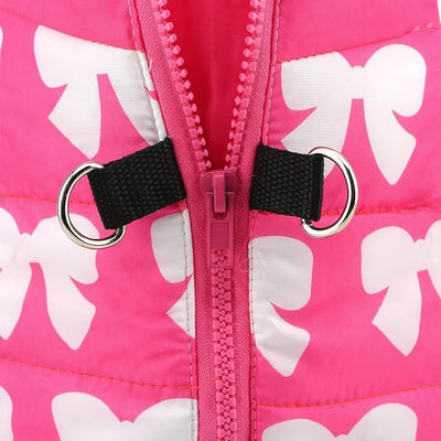 SMALLLEE_LUCKY_STORE Pet Water Resistant Winter Jacket Vest with D-Ring for Small Dog Cat Zip-up Padded Puppy Coat Chihuahua Yorkie Kitten Warm Clothes, Hot-Pink, XS