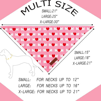 Realeaf Mothers Day Dog Bandanas 2 Pack, Reversible I Love My Mom Pet Scarf for Boy and Girl, Premium Durable Fabric, Valentines Day Bandana for Medium Large Dogs (Large)