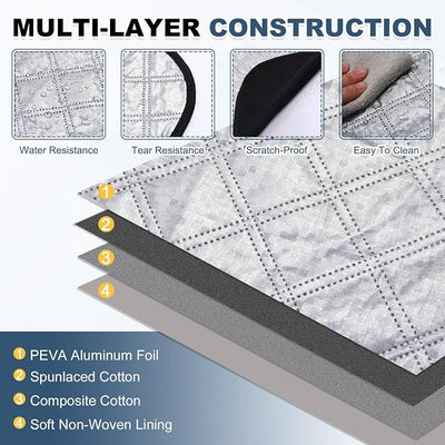 HARFINGTON Car Windshield Snow Cover, 57 Inch 3 Layers Universal Heavy Duty Automotive Frost Ice Windscreen Covers with 9 Magnetic Edges and Side Mirrors Guard for SUV Trucks, Silver