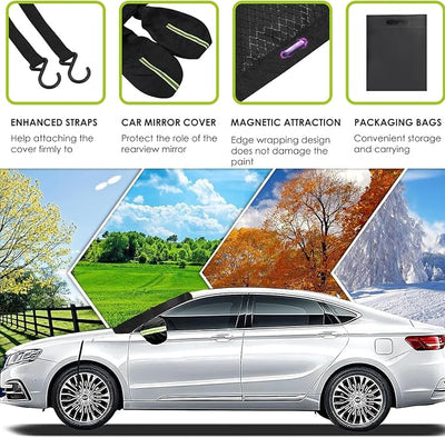 Car Windshield Snow Cover for Hyundai Tucson 2022-2024, Car Windshield Cover for Ice and Snow Winter Magnetic Windshield Frost Cover with Side Mirror Covers for Most Vehicle Car SUV,B/Green