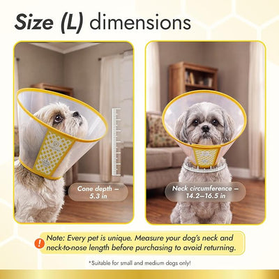 Adjustable Dog Cone Alternative for Small & Medium Breeds – Cone for Dogs to Stop Licking & Scratching – Post-Surgery & Grooming Support – Elizabethan Collar for Neck Circumference 14.2–16.5 in