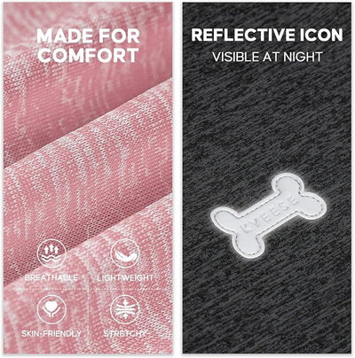 KYEESE 2Pack Dog Shirt, Lightweight Sun Protection Sleeveless Dog T Shirts for Small Dogs Girl, Breathable Pet Reflective Tank Top Summer Dogs Clothes for Outdoor Walking, Pink+Grey, L