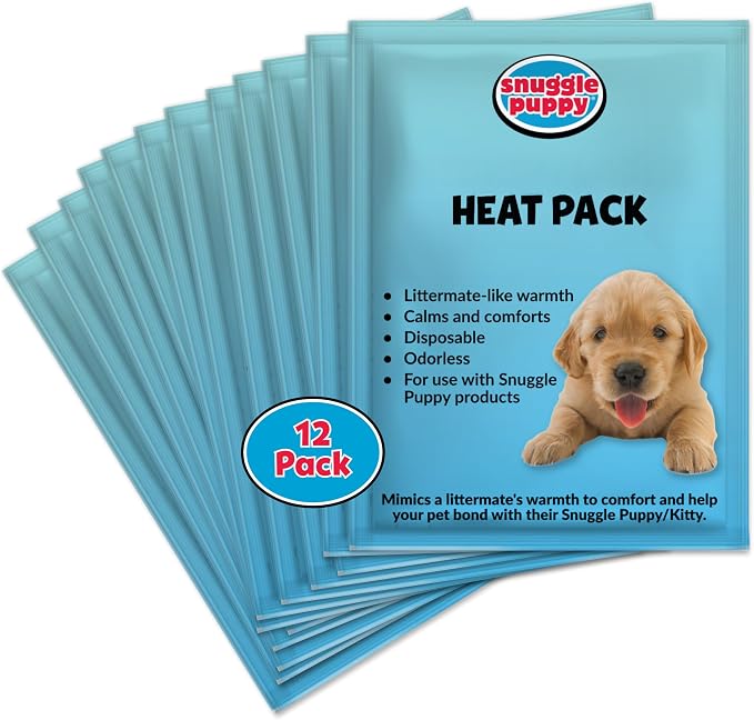 Replacement Heat Packs for Dogs (12 Count) - Disposable Pet Comfort Warmers for Puppy Anxiety Relief - Odorless, Non-Toxic, All Natural - Fits All Styles