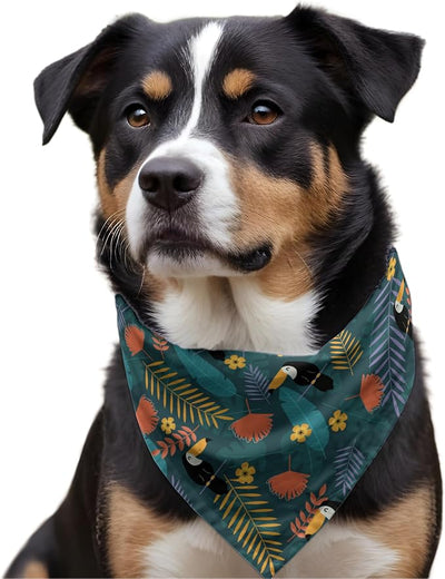 W Brings Bandana for Dogs | This Stunning Gorgeous Design Dog Bandana Scarf is Perfect Styling Accessory for Dogs Large, Medium & Small. One Size Fits All. (Medium - Large, Toucan Jungle)
