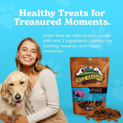 Classic Pork Minis, Soft Jerky Training Treats for Dogs, Grain-Free, All-Natural & Perfectly Sized for Training, High-Value Rewards in a Convenient 3.5 Ounce Pouch
