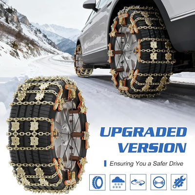 LILYPELLE Upgraded Snow Chains 8 Pack, Tire Chains for Cars/SUVs/Pickup Trucks, Emergency Anti Slip Tire Traction Chains for Tire Width 215-285mm