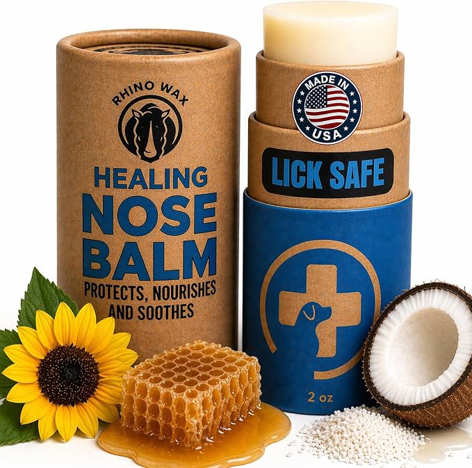 Dog Nose Balm for Dogs or Cats - Natural Snout Soother (2oz Tube) - Healing Dry, Cracked, Irritated Noses - Also Works Great on Cats - Natural Ingredients - Lick-Safe - Made in USA