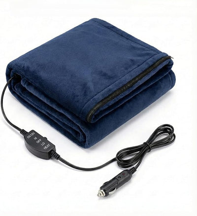 12V Car Heated Blanket & Wearable Shawl – Electric Fleece Travel Throw with Zipper for Truck Drivers, RV & Winter Road Trips – Fast Heating, Soft Flannel