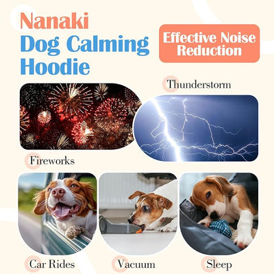 Nanaki Soft Dog Calming Hoodie For Fireworks,4th Of July,Thunderstorm-Dog Ear Muffs Noise Protection For Vacuum Car Ride,Ear Covers For Bath,Grooming,Force Drying, Blow,Snoods for Dogs Mealtime,Blue,S