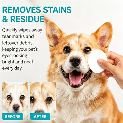 CarePets Eye Defense Wipes, Tear Stain Remover for Pet, Pre-Soaked, Unscented, Dirt & Irritation, Ideal for Sensitive Eyes, Keeps Your Dog’S Eyes Clean, Comfortable & Healthy Every Day (1pcs)