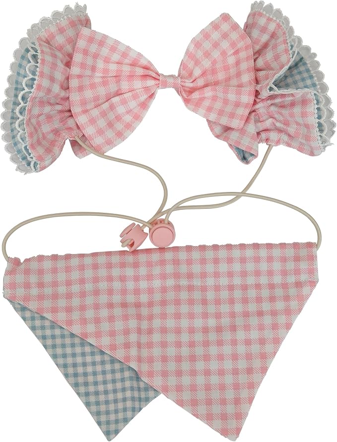 Soft Cotton Dog Headband for Cocker Spaniel, Cavalier, Springer - Adjustable Bow Pet Hair Accessory (Dog Bow Pink)