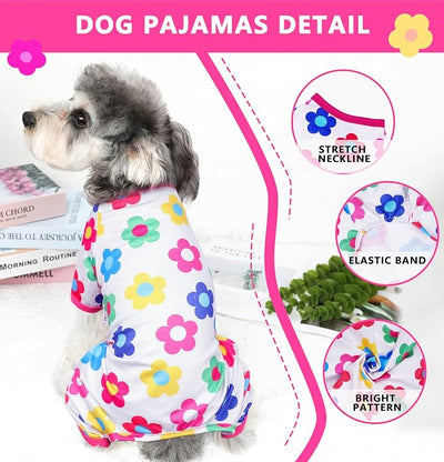 Dog Pajamas Spring Summer Dog Clothes for Small Medium Dogs Girl Boy Cute Soft Puppy Pjs Clothes Doggie Onesies Cat Pet Jammies Outfit (Rose,2XL)