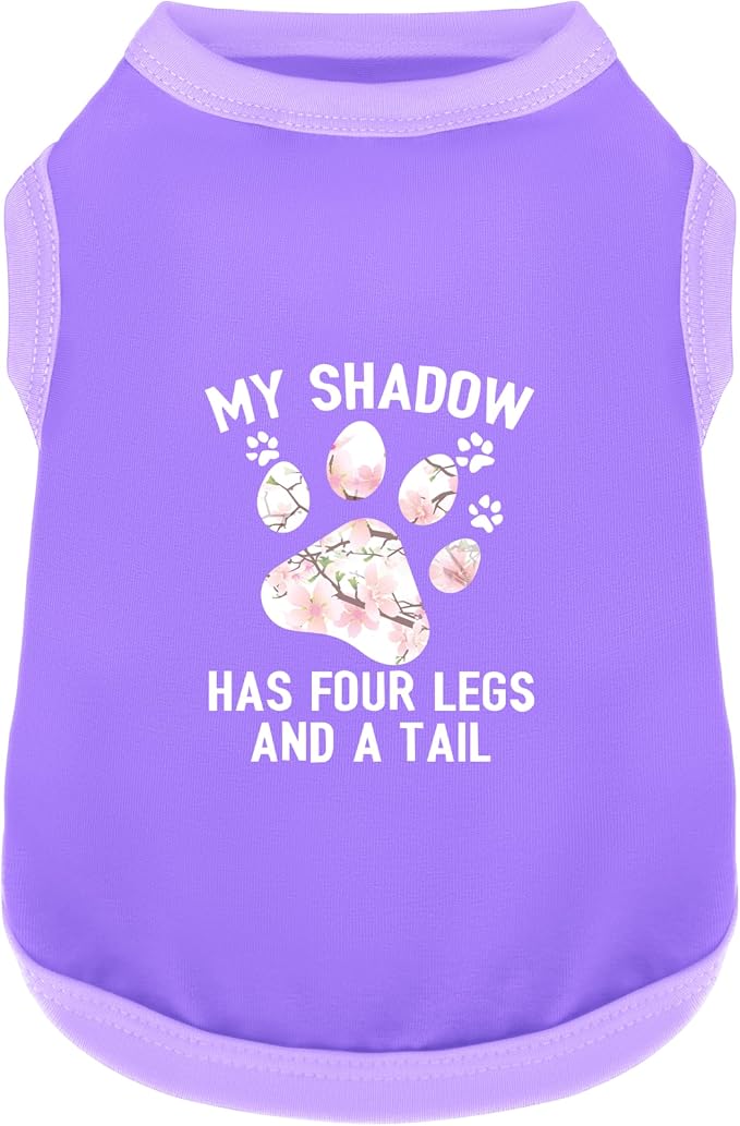 Discover Cozy Cotton Canine Wear: Soft, Lightweight, and Breathable Dog Shirt Vest with Eye-Catching Graphics (My Shadow HAS Four LESGS and A Tail), Keeping Your Furry Friend Warm! Purple XS