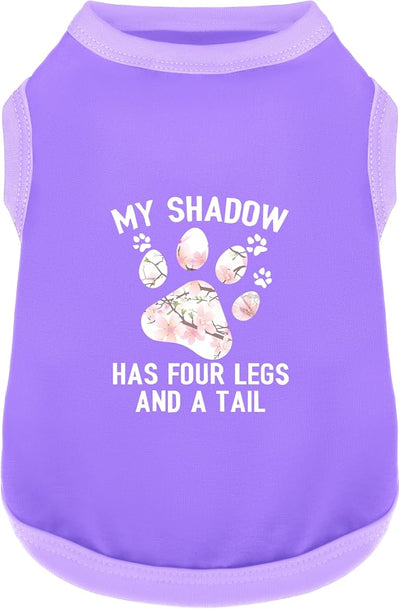 Discover Cozy Cotton Canine Wear: Soft, Lightweight, and Breathable Dog Shirt Vest with Eye-Catching Graphics (My Shadow HAS Four LESGS and A Tail), Keeping Your Furry Friend Warm! Purple S