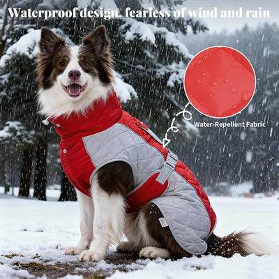 Dog Coat Dogs Jacket Waterproof Reflective Adjustable Dog-Winter Coats for Small/Medium/Large Dogs Dachshund Coat-(Red, X-Large)