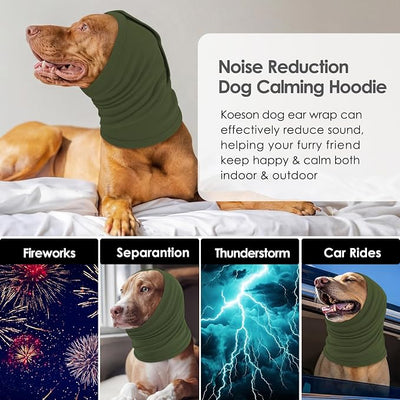 KOESON Dog Calming Hoodie for Large Breeds, Adjustable No Shake Ear Wraps for Dogs, Soft Dog Ear Muffs Noise Protecion, Pet Head, Ear & Neck Covers for Thunder, Firework, Separation Anxiety, Hematoma