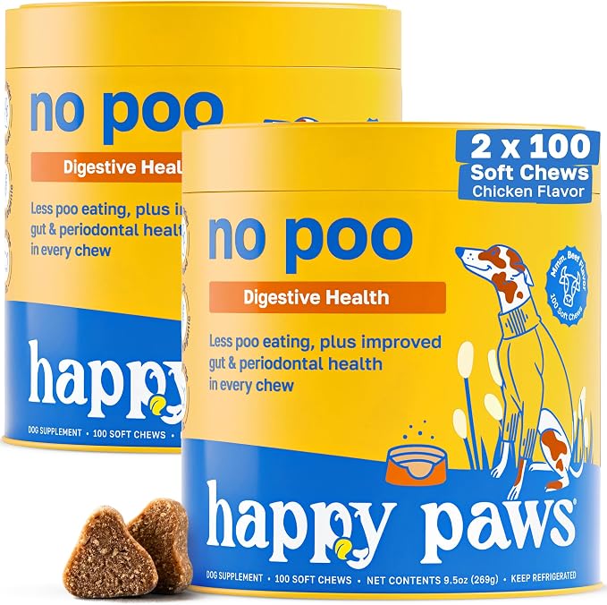 No Poo Chews for Dogs, Poop Eating Coprophagia Deterrent, Probiotics for Dogs with Pumpkin & Enzyme Blend for Digestive Health, Organic, Vegan, Non GMO, Beef Flavor, 200 Count
