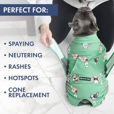 Spark Paws Dog Surgery Recovery Suit – Dog Recovery Suit After Surgery, Anti-Lick Dog Onesie, Abdominal Wound Protector, Soft Cone Alternative for Spay Neuter Male Female Pet Recovery - Pup Cup - 4XL