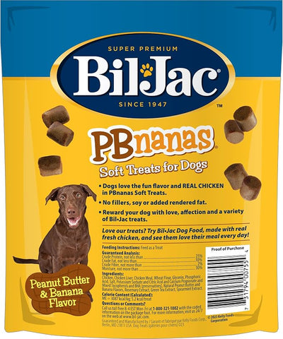 Bil-Jac PB-Nanas Soft Dog Treats | Peanut Butter & Banana Flavor | 10 oz
