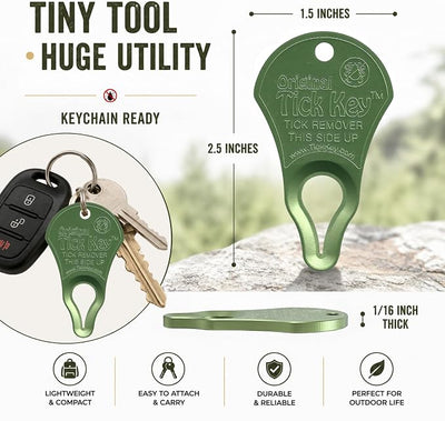 The Original Tick Key - Tick Detaching Device - Portable, Safe and Highly Effective Tick Detaching Tool (Light Green)