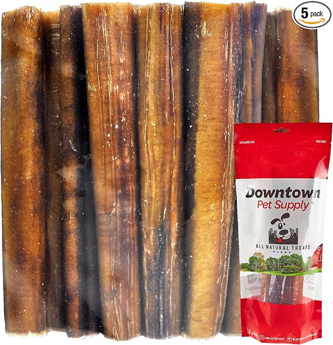 Jumbo Bully Sticks for Dogs - Natural Beef Chews, Low-Odor & Rawhide-Free, Long Lasting Dog Treats for Aggressive Chewers - Healthy, Safe & Delicious Chews Dogs Love (6" 5 Pack)
