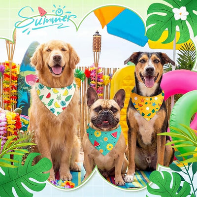 Abbylike 50 Pieces Summer Themed Dog Bandanas Bulk Hawaiian Dog Bandanas for Pets Triangle Kerchief Scarf Bibs Set for Summer Pets Dogs Party Costume Accessories, 25 Styles (25.6 x 17.7 x 17.7)