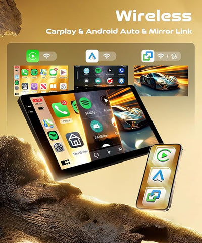 4G+128G Android Car Radio for Honda CRV 2007-2011 with Wireless CarPlay Android Auto, 9 Inch Touchscreen Car Stereo Mirror Link GPS Navigation WiFi Bluetooth FM RDS EQ SWC Backup Camera