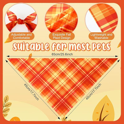 Abbylike 50 Pcs Fall Plaid Dog Bandanas Bulk Autumn Gingham Bandanas for Dogs Triangle Kerchief Bib Scarf for Pet Thanksgiving Party Costume Photo Props Accessories, 25 Styles(25.6 x 17.7 x 17.7)