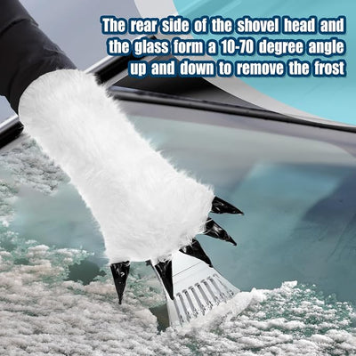 2 Pcs Ice Scraper with Glove Car Windshield Scraper Thickened Warm and Waterproof Snow Scraper for Car Cleaning Scraper for Mitt Quickly Scrape and Remove Snow
