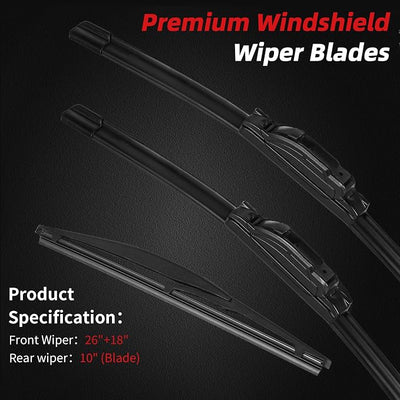 OTUAYAUTO Premium Windshield Wiper Blades - Replacement for Honda HRV HR-V 2016-2022, All-Weather Performance, Front and Rear Wiper Blades, U Hook - 26"+18"+10" (Pack of 3)