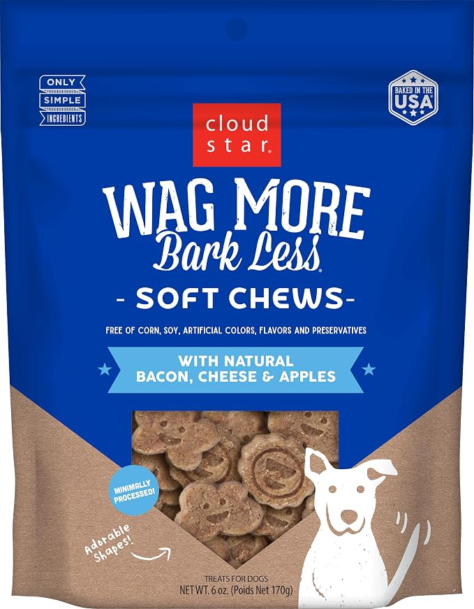 WagCloud Star Wag More Bark Less Original Soft & Chewy Dog Treats, Corn & Soy Free, Baked in USA More Bark Less Original Soft & Chewy Dog Treats, 6oz