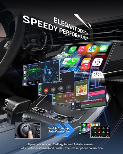 Ottocast Mini Cube 3.0 Wireless CarPlay & Android Auto Adapter 2026– Plug & Play, Fast Auto-Reconnect (Black)