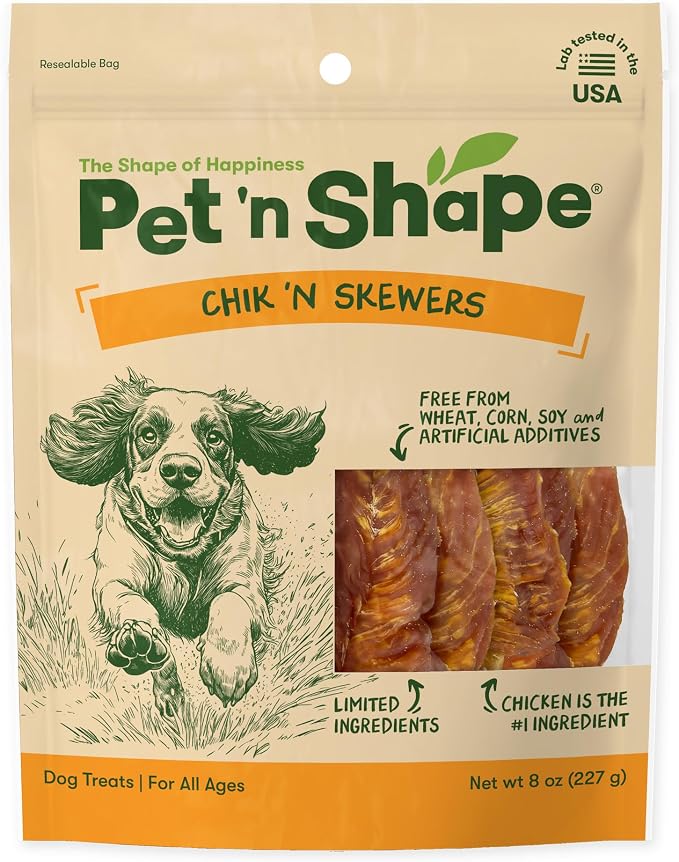 Pet n Shape Chik n Skewers - Chicken Wrapped Rawhide - All Natural Dog Treats, Chicken, 8 Oz, 10808