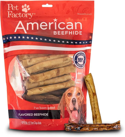 Pet Factory American Beefhide 5" Chip Rolls Dog Chew Treats - Beef & Chicken Flavor, 50 Count/1 Pack
