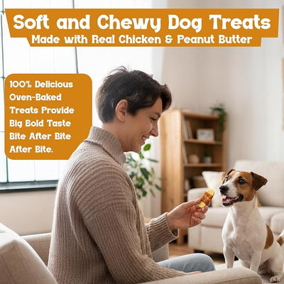 Beefeaters Peanut Butter Dog Biscuits with Real Chicken 2.39oz (12-Pack) - Oven-Baked, High-Protein, Low-Fat Treats for Small, Medium & Large Dogs – Ideal for Training, Dental Benefits