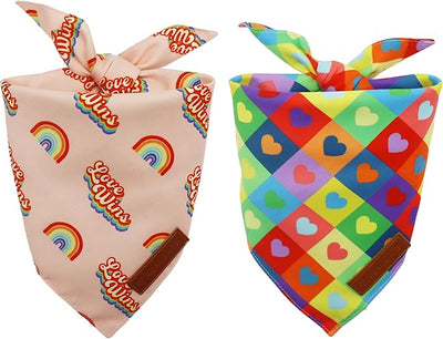 Realeaf Pride Dog Bandanas 2 Pack, LGBT Rainbow Scarves Bibs for Dogs, Premium Durable Fabric, Triangle Reversible Bandana for Small Medium Large and Extra Large Dogs Pets (X-Large)